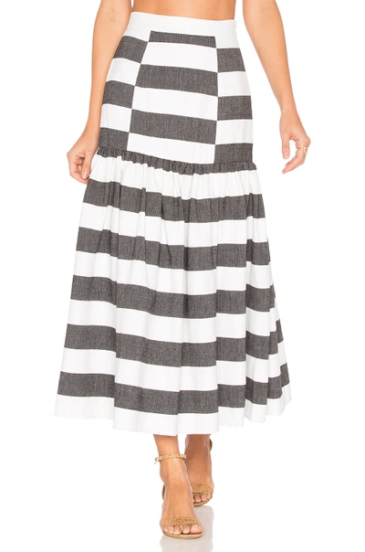 Mara Hoffman Drop Waist Midi Skirt In Black & White
