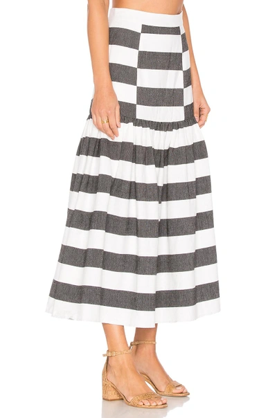 Shop Mara Hoffman Drop Waist Midi Skirt In Black & White