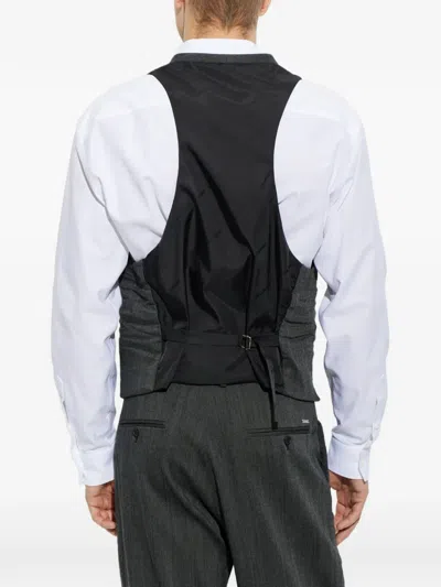 Dsquared2 Herringbone-pattern Waistcoat In Gray