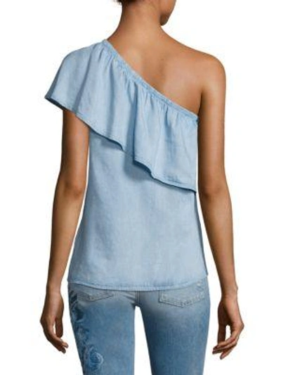 Shop 7 For All Mankind One-shoulder Chambray Blouse In Rio Vista