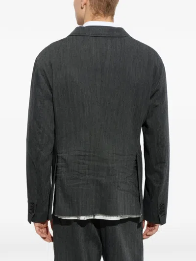 Dsquared2 Osaka Herringbone-pattern Notch-lapels Blazer In Gray