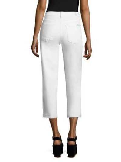 Shop 7 For All Mankind Kiki Released-hem Straight-leg Jeans In Luxe Lounge White