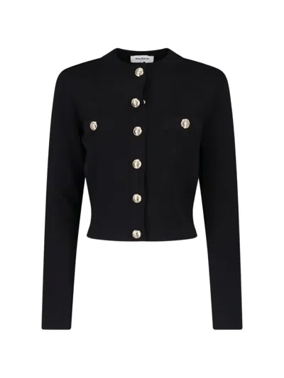 Balmain Embossed-button Cropped Jacket In Black