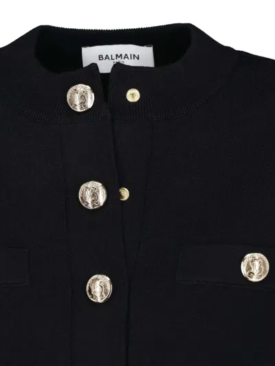 Balmain Embossed-button Cropped Jacket In Black
