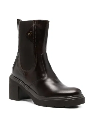 Nero Giardini Elasticated Side-panel Ankle Boots In Brown