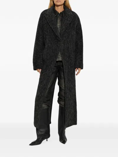 Diesel Brushed-effect Coat In Black