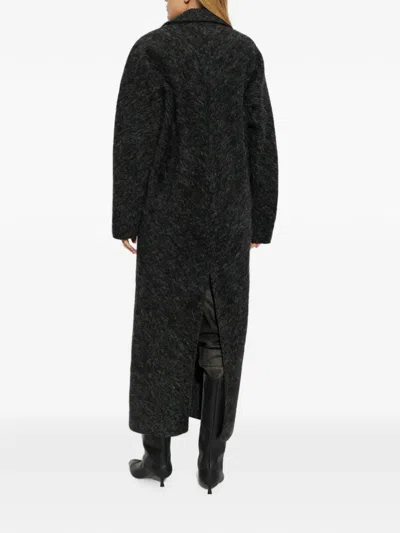 Diesel Brushed-effect Coat In Black