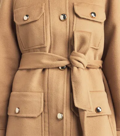 Maje Belted Button-front Wool Coat In Neutral