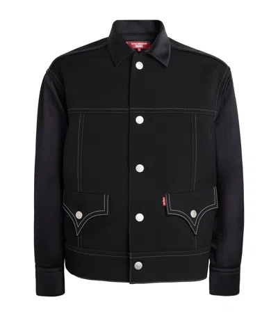 Junya Watanabe Black Drill Jacket With Wool Lining In Black