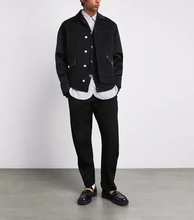 Junya Watanabe Black Drill Jacket With Wool Lining In Black
