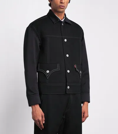 Junya Watanabe Black Drill Jacket With Wool Lining In Black