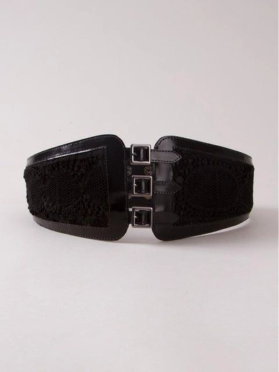 Shop Martha Medeiros Lace Panel Obi Belt In Black