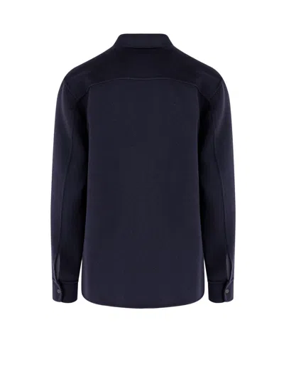 Aspesi Snap-button Overshirt Jacket In Blue