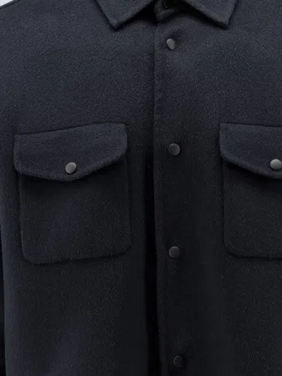 Aspesi Snap-button Overshirt Jacket In Blue