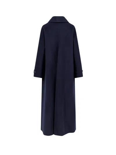 Aspesi Double-breasted Wool Coat In Blue