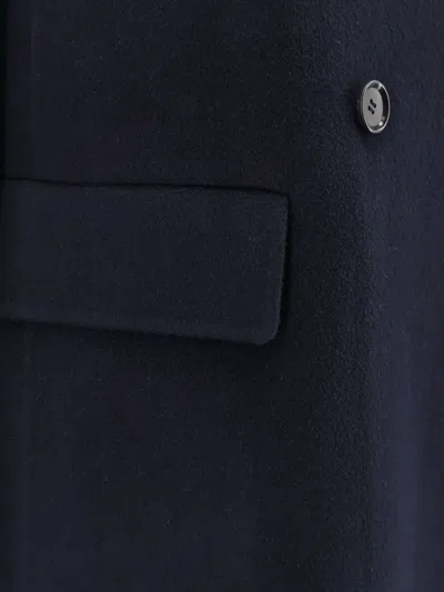 Aspesi Double-breasted Wool Coat In Blue