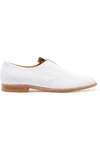RUPERT SANDERSON Neville feather-trimmed glossed-leather brogues