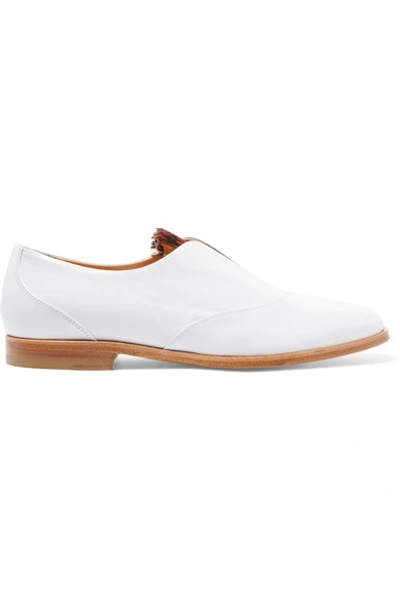 Rupert Sanderson Neville Feather-trimmed Glossed-leather Brogues