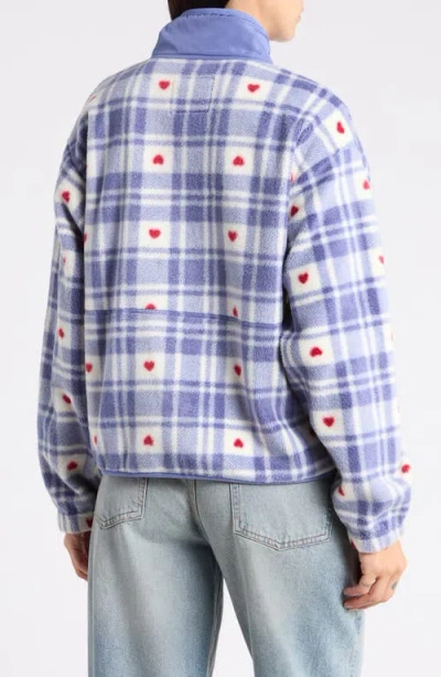 Thread & Supply Plaid Fleece Pullover In Ivory Blue Multi