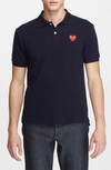 Comme Des Garçons 'play' Piqué Polo With Heart Appliqué In Navy