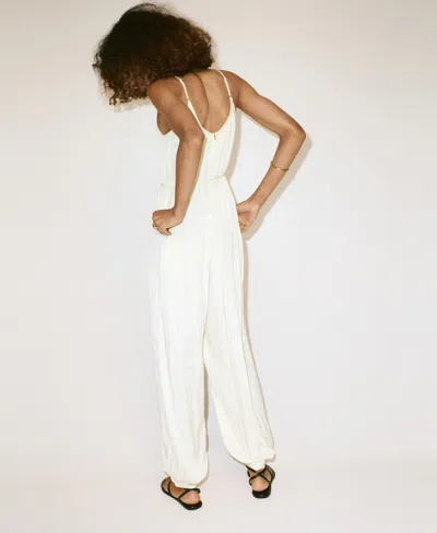 Mango Belted Romper In White
