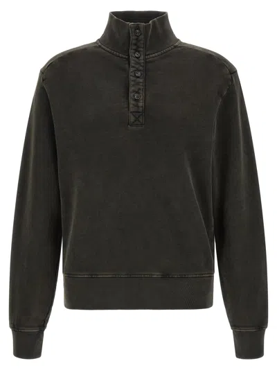 Entire Studios Buttoned Turtleneck Sweatshirt In Black