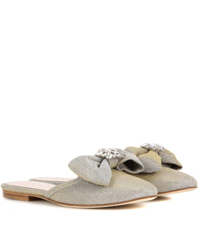 Shop Oscar De La Renta Embellished Slippers In Silver