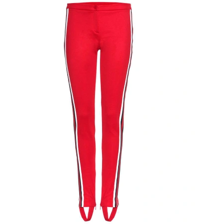 Gucci Striped Cotton-blend Stirrup Trousers In Red