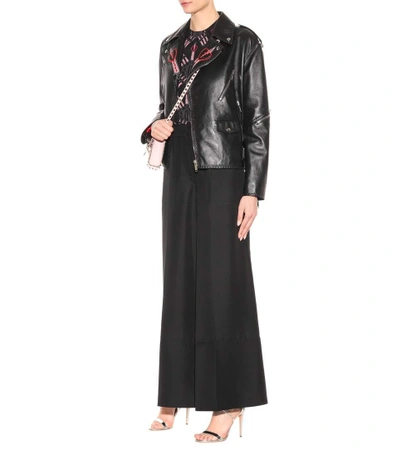 Shop Valentino Wide-leg Silk Trousers In Black
