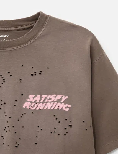Satisfy Mothtech Distressed T-shirt In Brown/褐色/브라운/ブラウン