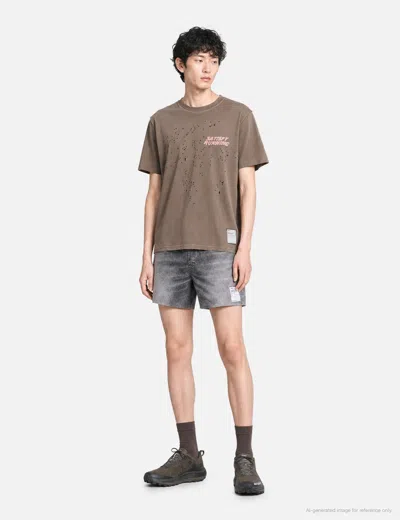 Satisfy Mothtech Distressed T-shirt In Brown/褐色/브라운/ブラウン
