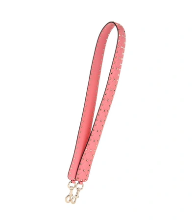 Valentino Garavani Rockstud Spike Leather Shoulder Strap In Pink