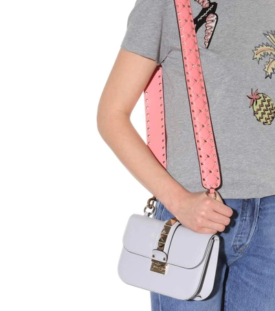 Shop Valentino Rockstud Spike Leather Shoulder Strap In Pink