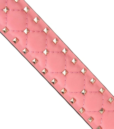 Shop Valentino Rockstud Spike Leather Shoulder Strap In Pink