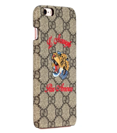 Gucci Women's Gg Supreme Print L'aveugle Par Amour Iphone 6 Case In Brown  In Taupe | ModeSens