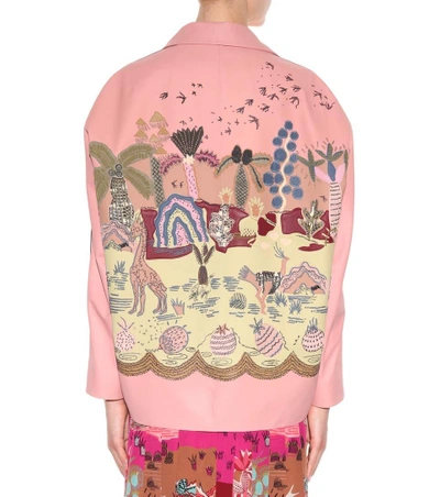 Shop Valentino Embroidered Nappa Leather Jacket In Multicolor