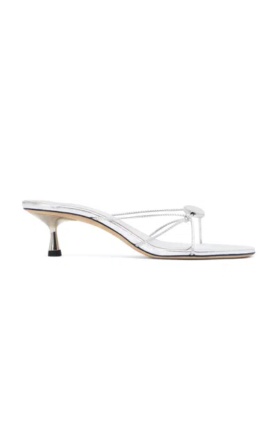Studio Amelia Pierre Leather Sandals In White