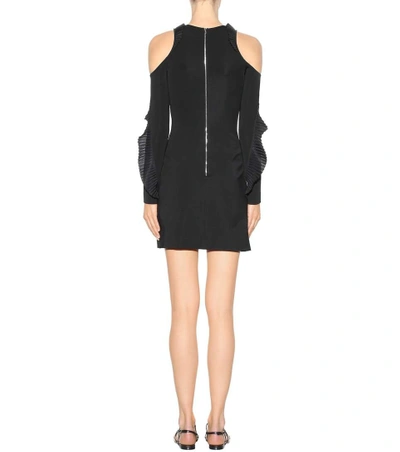 Shop David Koma Ruffled Open Shoulder Dress In Llack