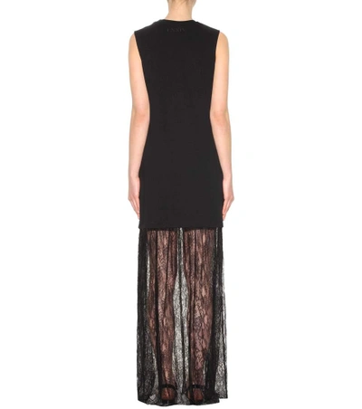 Shop Mcq By Alexander Mcqueen Sleeveless Dress With Lace In Darkest Llack