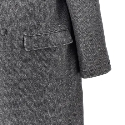 Mfpen 'conference' Herringbone Wool Long Coat In Grey