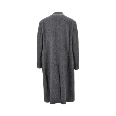 Mfpen 'conference' Herringbone Wool Long Coat In Grey