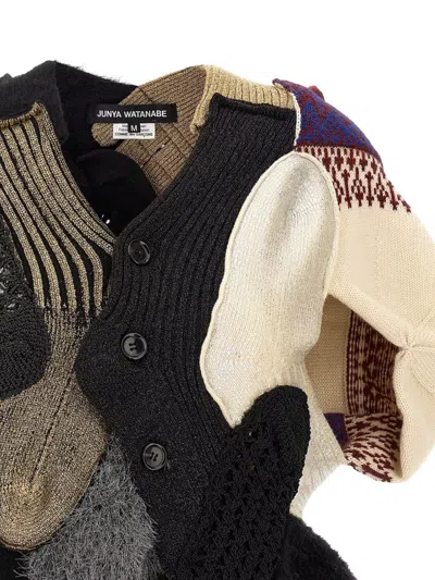 Junya Watanabe Mixed-material Patchwork Cardigan In Multi