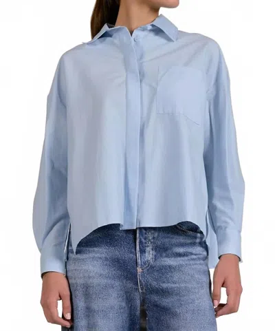 Elan Collared Top In Light Blue In Blue