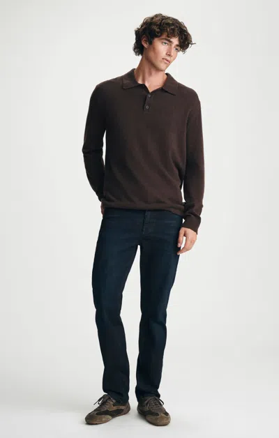 Mavi Half Buttoned Wool Blend Sweater In Java In Brown