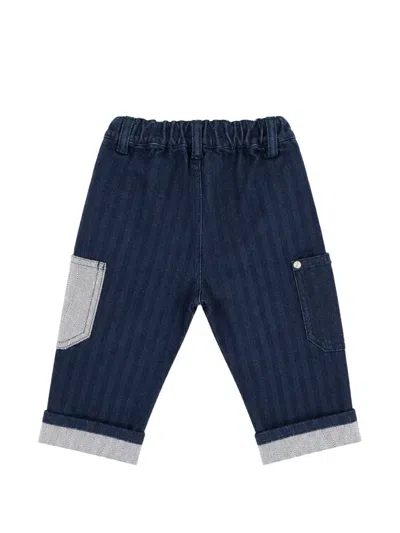 HERRINGBONE-PATTERN PATCH-POCKET JEANS