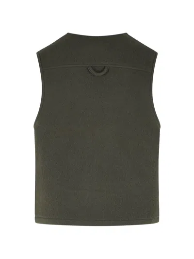 Rier Zip-up Wool Vest In Green