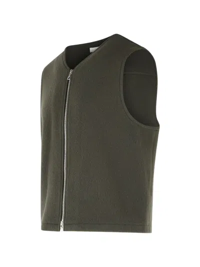 Rier Zip-up Wool Vest In Green