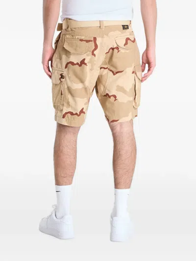 Alpha Industries Camouflage-print Cargo Shorts In Gold