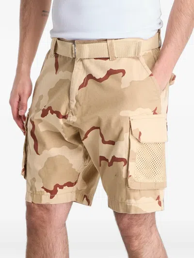 Alpha Industries Camouflage-print Cargo Shorts In Gold
