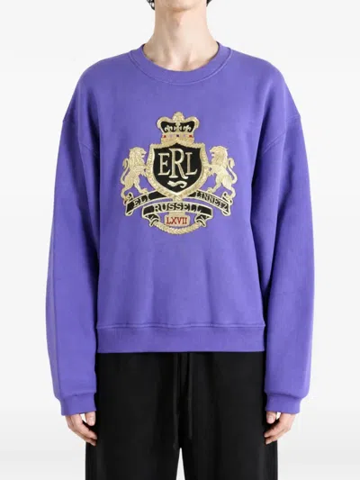 Erl Crest-patchwork Sweater In Purple